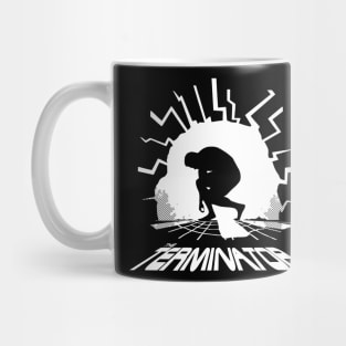 It is not human, it is a machine, model T-800. It's a Terminator. Mug